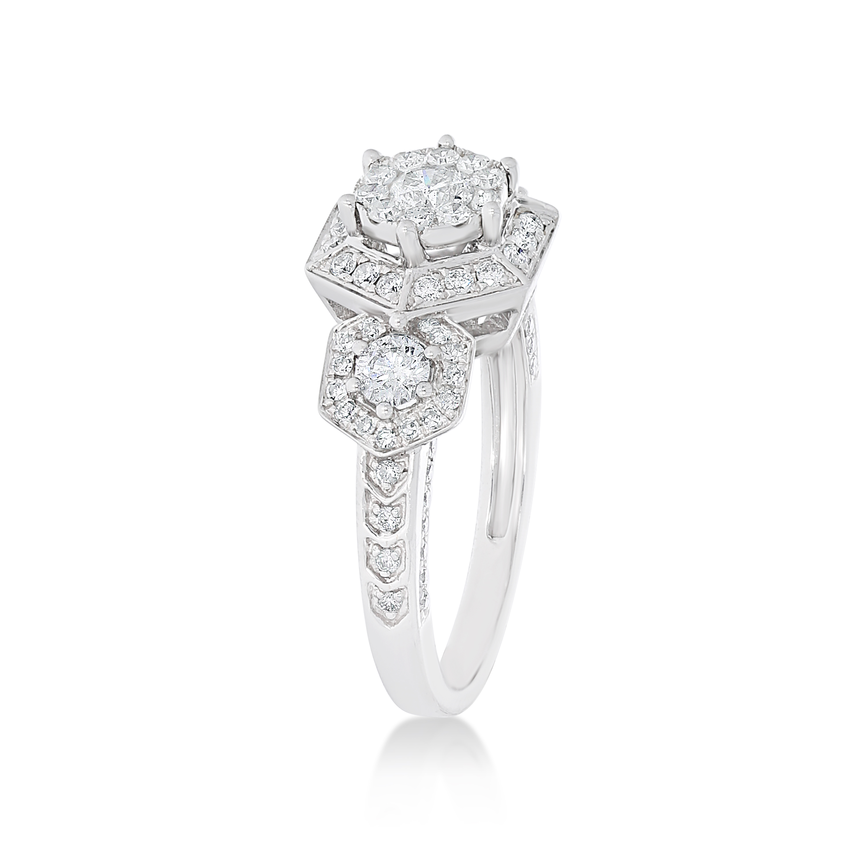 Fancy Hexagon Diamond Engagement Ring 1.13 ct. 14k White Gold